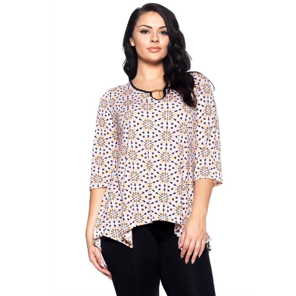 Hot Ginger Ladies Shark Bite Tunic Top Multi Floral Size 4XL  NWOT